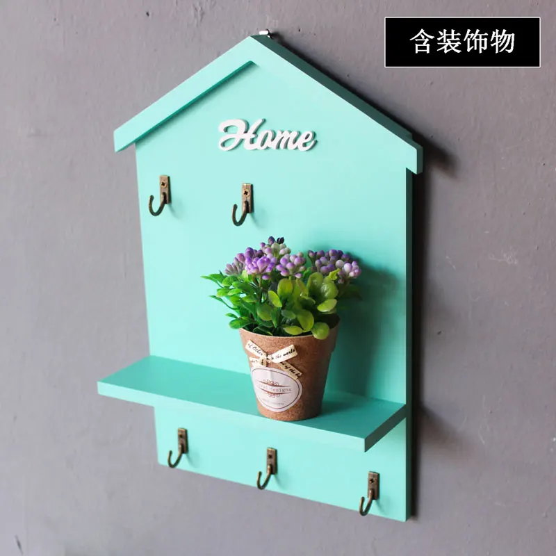 American Style Small House Key Box Porch Pendant Decorations Wall Hanging Key Storage Rack Shelf Home Door Hooks Decoration