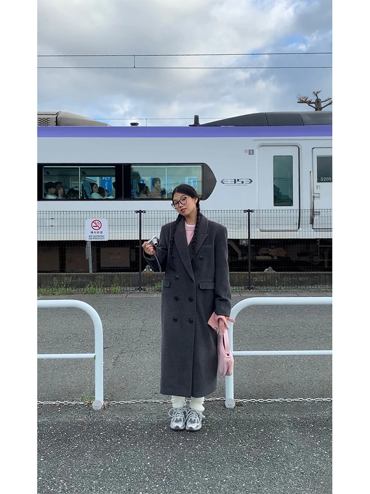 ay Woolen Coat Women's Autumn Winter 2025 New High-End Hepburn Sle Briti Sle Red Personage Museum Long Sve Coat