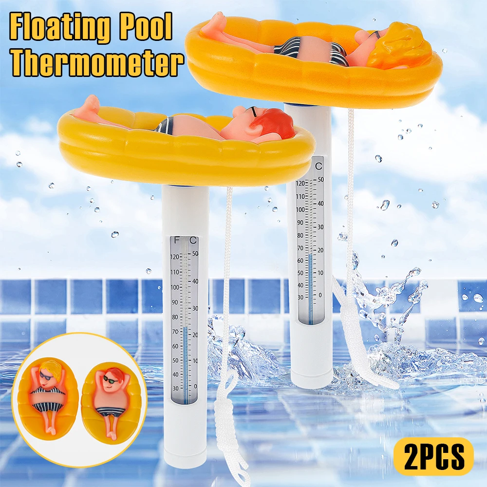 1/2Pcs Floating Pool Thermometer Portable Shatterproof Swimming Pool Thermometer for Indoor Outdoor Swimming Pools Spas Hot Tubs