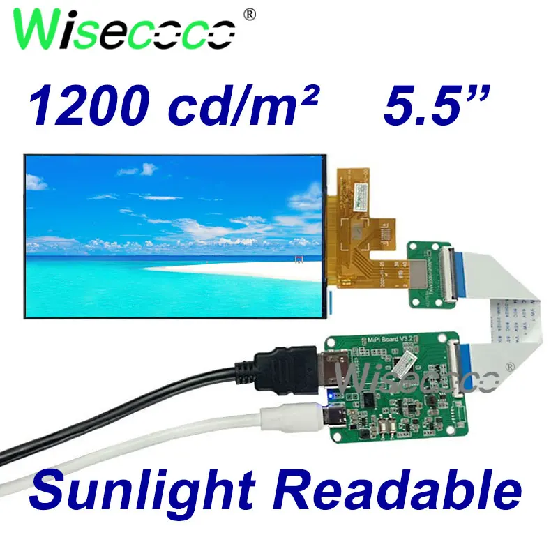 Sunlight Readable Display 5.5 Inch 1920x1080 FHD IPS 1200 Nits High Brightness Wide Temperature Automotive Outdoor LCD Display