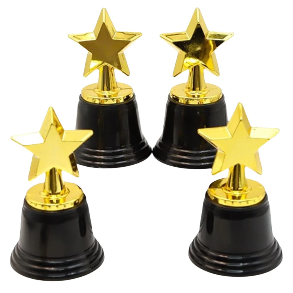 6Pack Star Trophy Awards Plastic Material Large Base Plastic Star Trophies Small Size Star Shape Winner Award Trophy