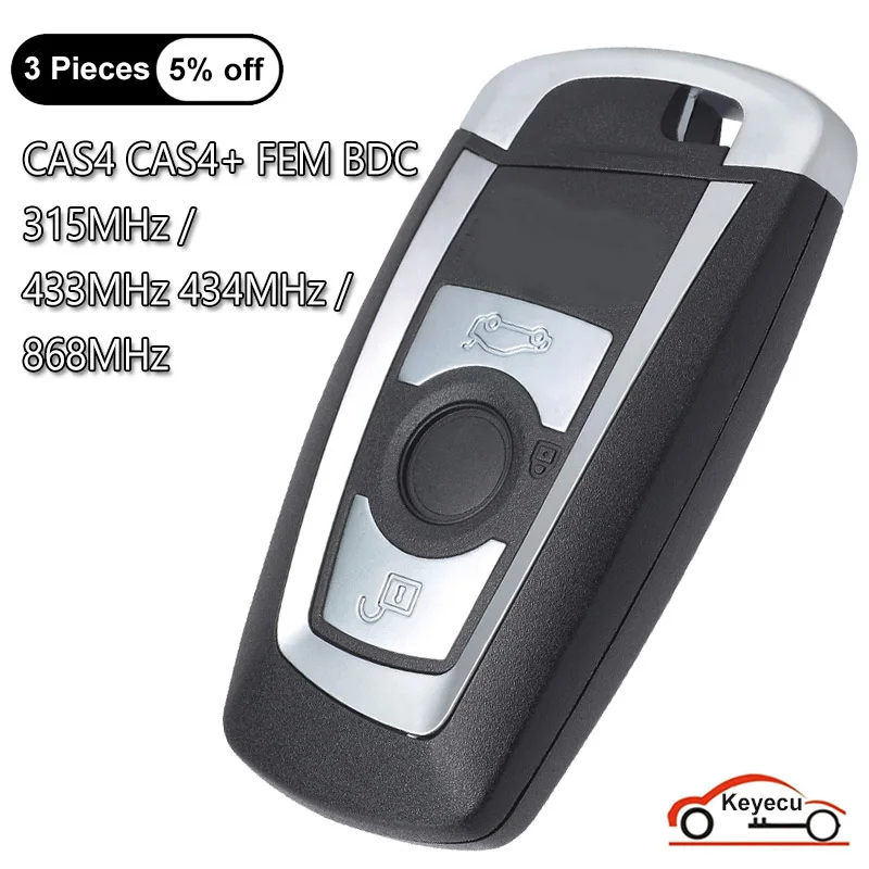 

KEYECU 3 Buttons 315MHz 433MHz 868MHz PCF7953 PCF7945 ID49 Chip for BMW FEM / BDC CAS4 CAS4+ 2011-2017 Auto Smart Remote Key Fob