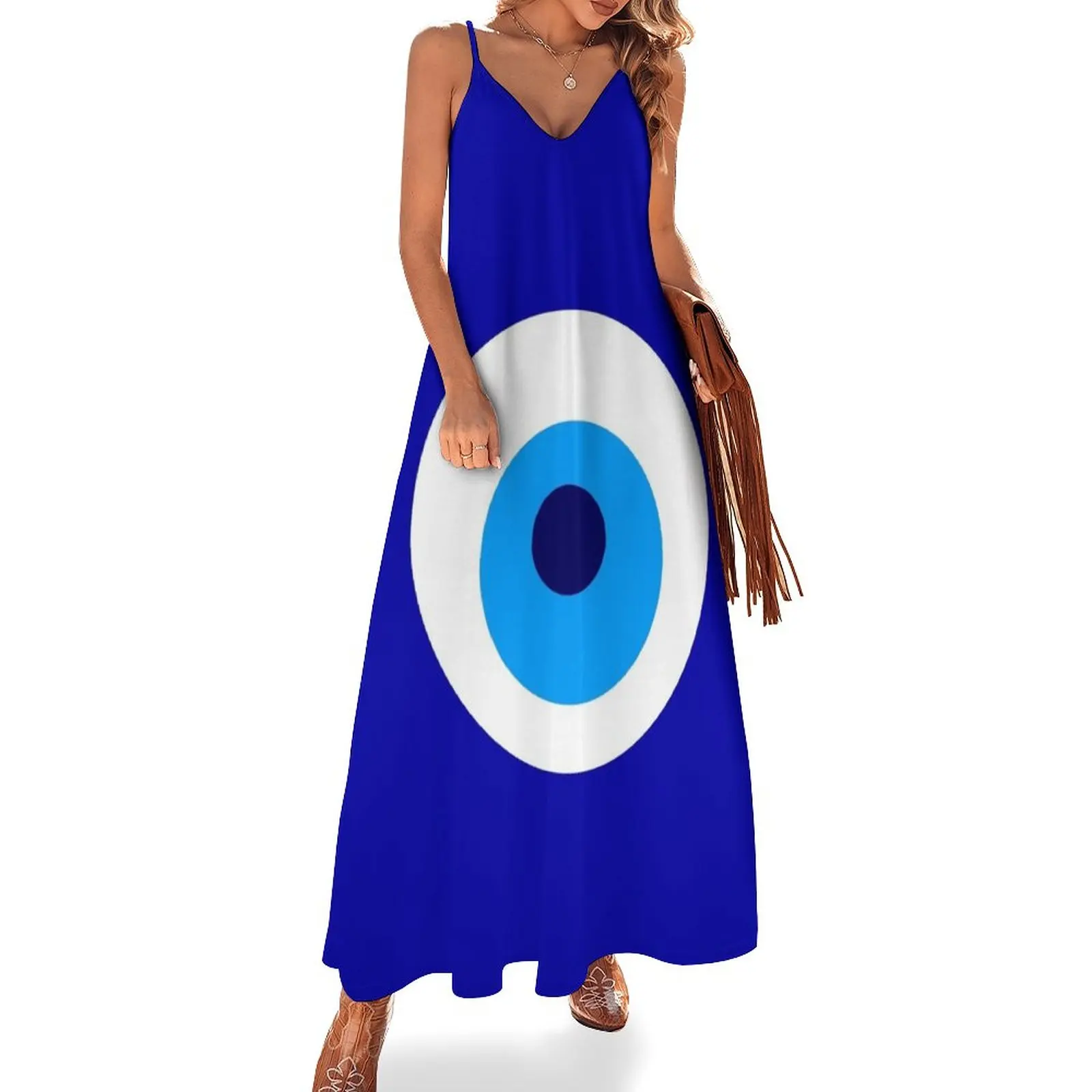 

Nazar Evil Eye Protection Symbol Amulet Turkish Turkey Persian Persia Iran Greece Greek Pakistan Sleeveless Dress Elegant gown