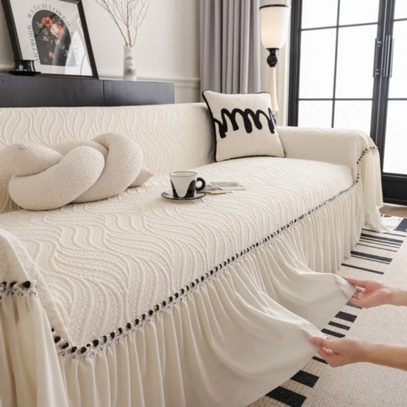 Living Room Sofa Covers 1/2/3/4 Seater Anti Slip Furniture Cover Indoor Double Sided Use Knitted Sofa Blanket Couch Towel
