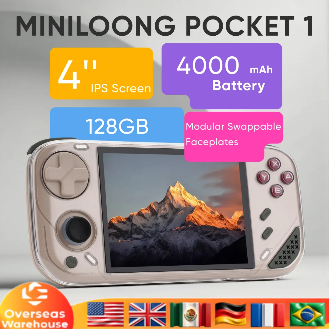 Open Source Retro Game Console 4 Inch - جهاز ألعاب محمول MINILOONG POCKET 1،