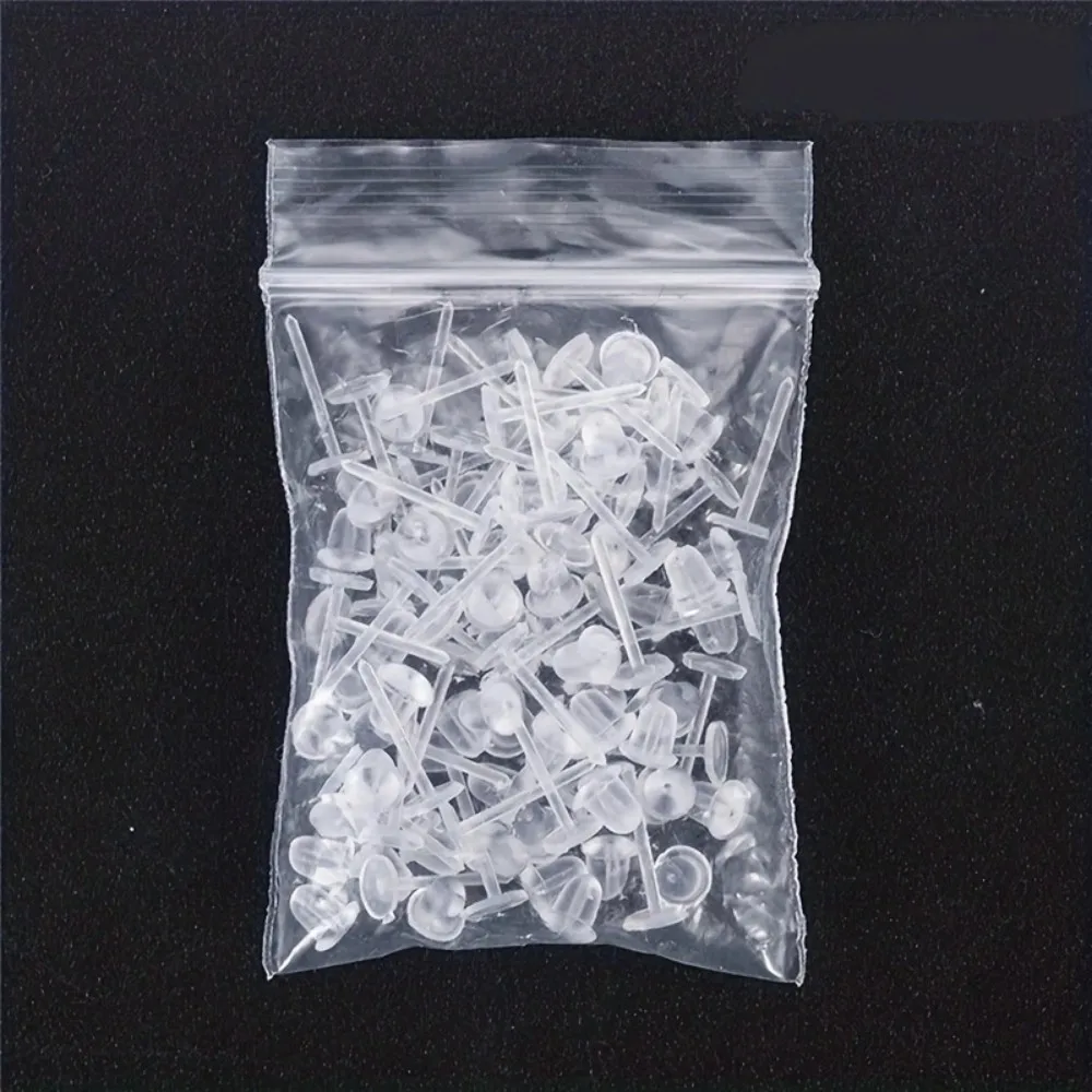 50pcs Hypoallergenic Transparent Plastic Stud Earrings Set