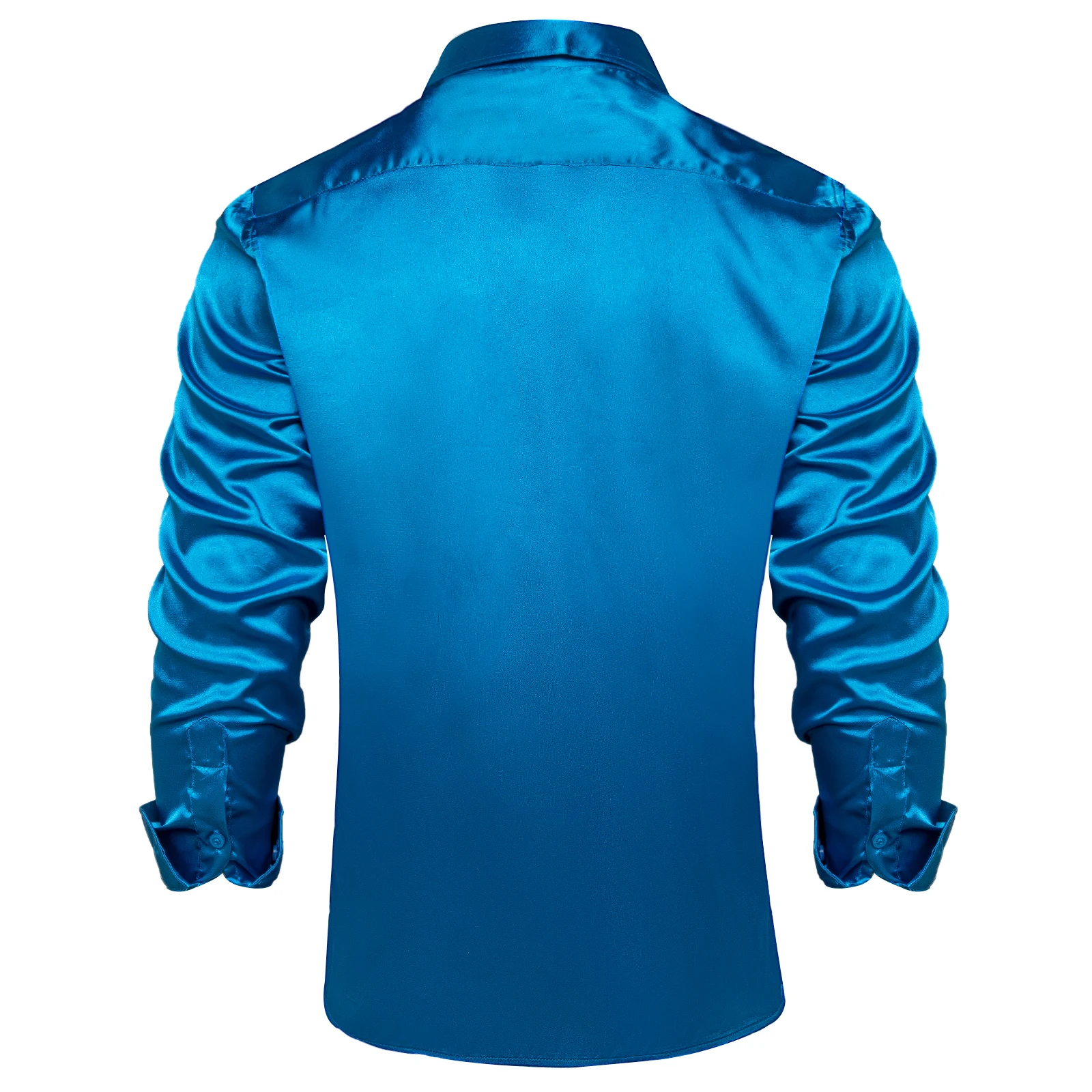 Camisas de vestir de satén para hombre, camisa de esmoquin suave de seda, manga larga, azul, rojo, blanco y negro, ropa informal para fiesta de boda