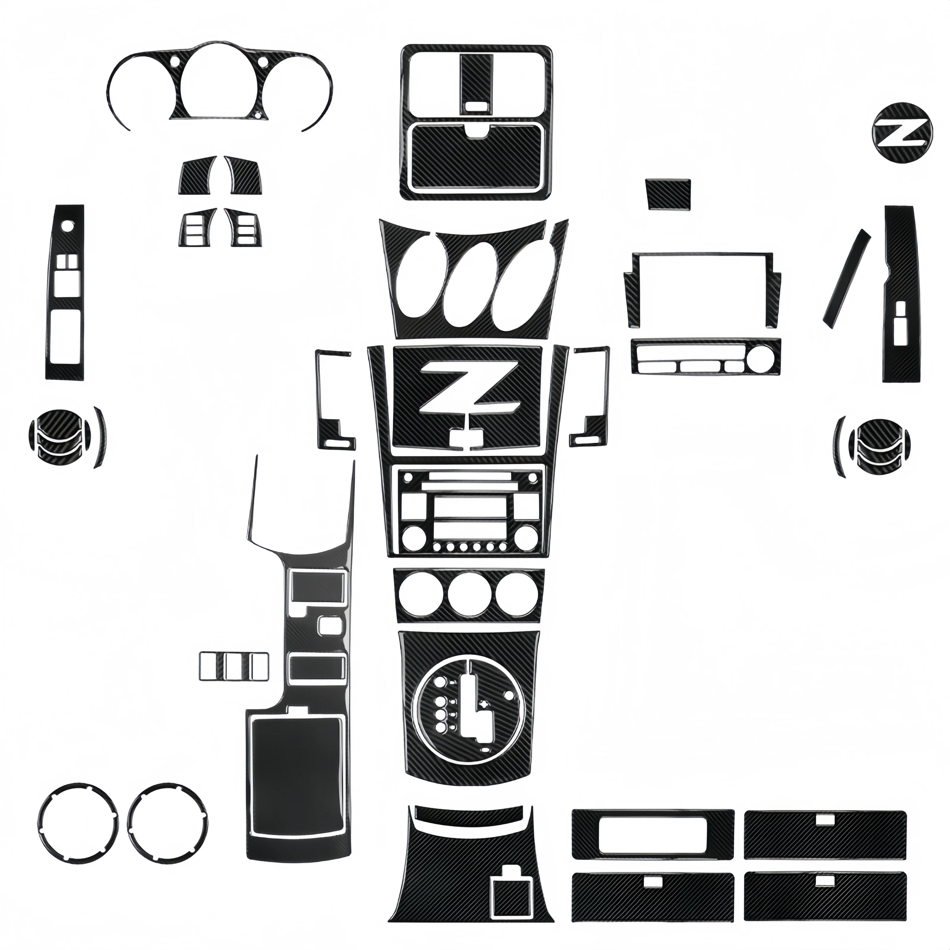 

For Nissan 350Z 2003-2009 Carbon Fiber Car Gear Shift Window Lift Air Outlet Steer Wheel Panel Trim Sticker Interior Accessories