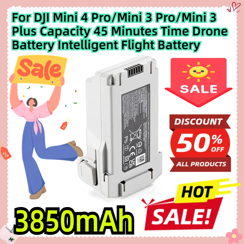 For DJI Mini 4 Pro/Mini 3 Pro/Mini 3 Plus Capacity 3850mAh 45 Minutes Time Drone Battery Intelligent Flight Battery