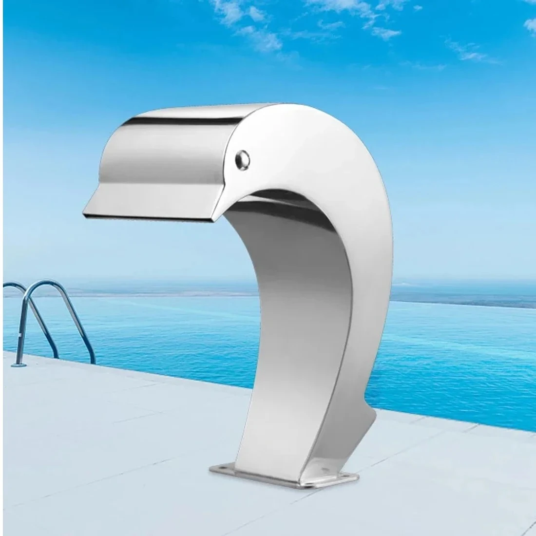 

High Quality 304 Stainless Steel Dolphin Indoor Waterfall Wall Swimming Pool Water Fountain Cascade Waterfall