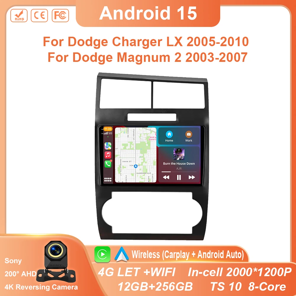 Car Radio Carplay For Dodge Charger LX 2005-2010 For Dodge Magnum 2 2003-2007 Navigation GPS Android Auto Stereo 4G Wifi No 2din
