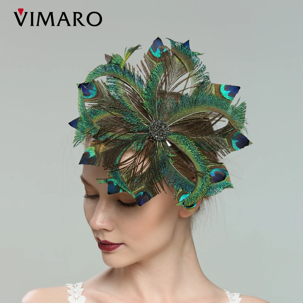 VIMARO Peacock Fascinator Hat Peacock Fascinators dla kobiet spotkanie przy herbacie Kentucky Derby kapelusze dla kobiet (na klipie)