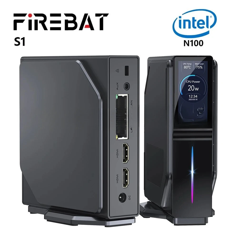 S1 Mini PC 12th Alder Lake N100 16GB 512GB DDR4 MiniPC Gamers Desktops WiFi5 BT4.2 Computer RGB Visualization