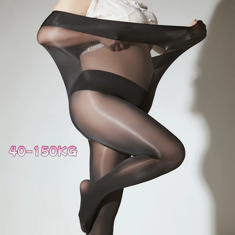 Plus Size 150kg Black Silk Horse Oil Socks Smooth Anti-Hook High-End Pantyhose Large Fit Glossy Finish Legwear