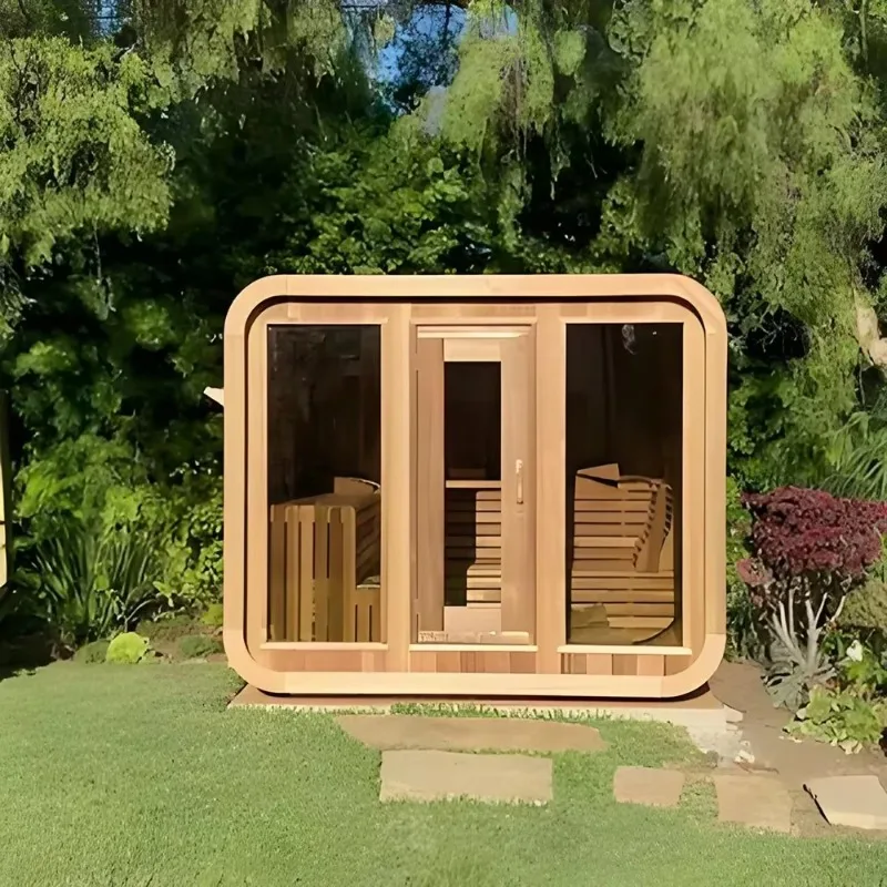 Cedar Cube Barrel Sauna 5-6 Person Outdoor Wet Steam Stress Relief Health Commercial Custom