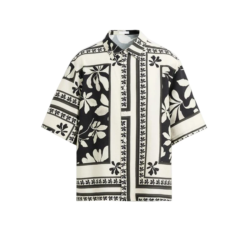 

Loose Fit ort Sve Men's irt Summer New Arrival Mixed Fiber Print Collar T Top Casual Wear for Men