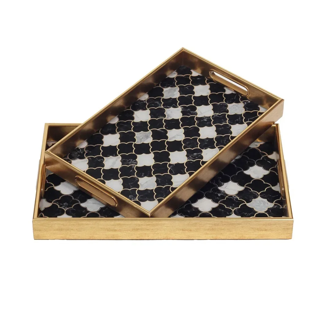 

'Wholesale High Quality UV Glass Print Glass Tray Decor Rectangle Serving Tray