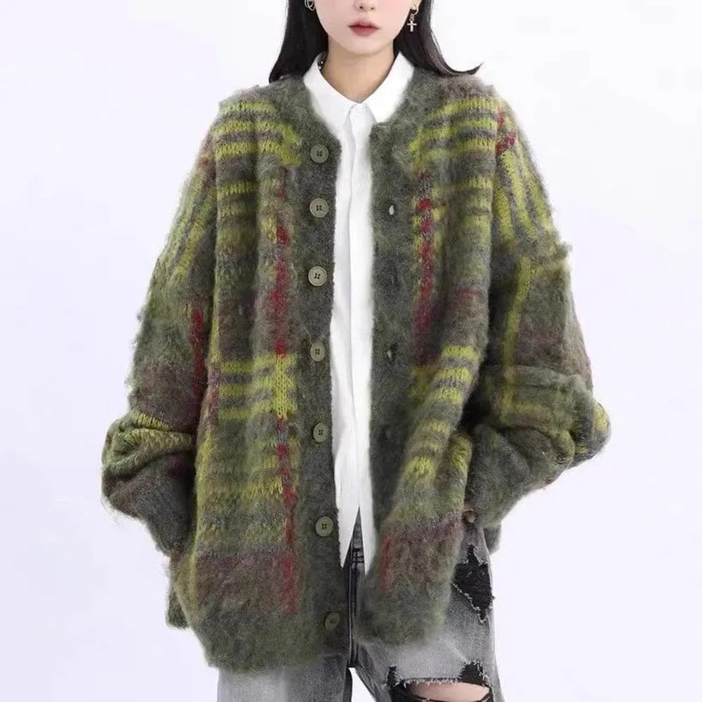 Autumn New Men's Contrast Color Long-Sleeved Sweater American Retro Fashion Trend Street Loose Casual Niche Men's Tops 2025