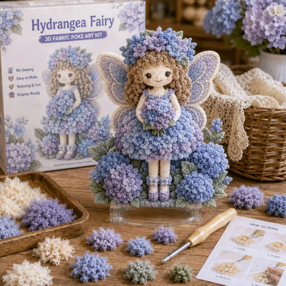 Handmade Flower Fairy Poke Art Kit Stereo Visuals No Sew Fabric Poke Art Kit Beginner Friendly Thick Board DIY Poke Art