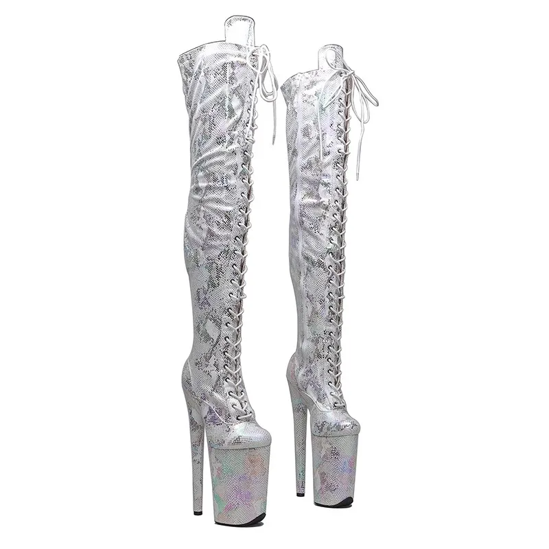 New 23CM/9inches PU Upper Modern Sexy Nightclub Pole Dance Shoes High Heel Platform Women's Over-the-Knee Boots 074