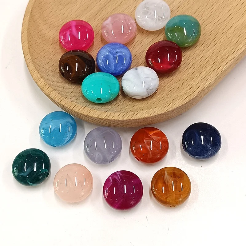 Wholesale 90pcs/lot 17mm color print geometry rounds shape acrylic beads diy jewelry garment hair accessory