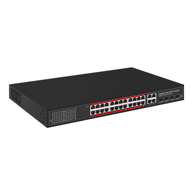 JT-COM 28 Port Switch Ethernet Industrial 1000M BT POE Switch 1000M SFP Uplink Network Switcher