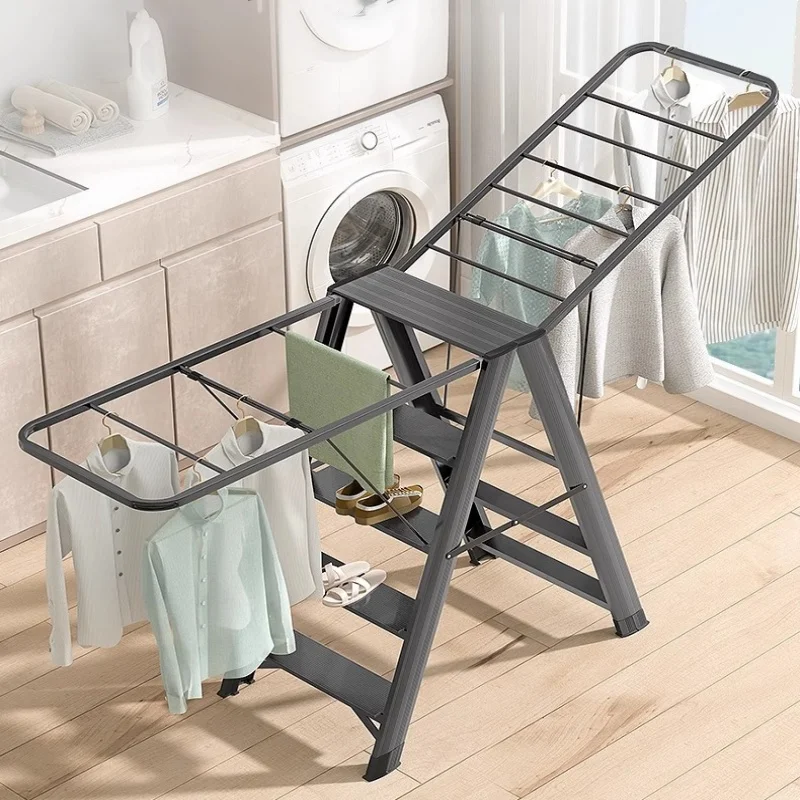 Custom ladder drying rack aluminum alloy indoor multi-functional telescopic folding Herr ladder home thickened sunbed stairs