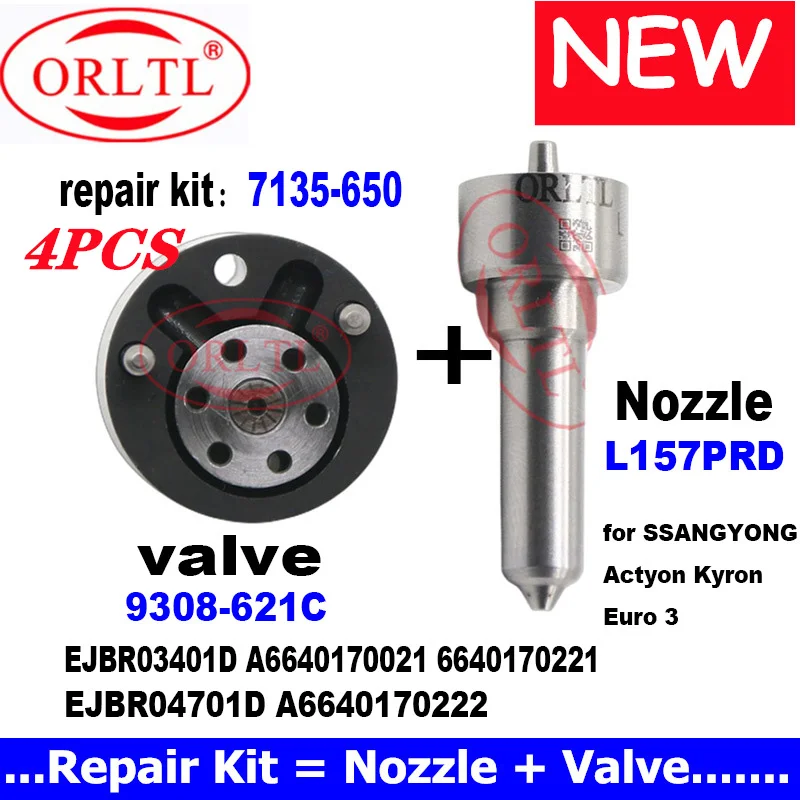 NOZZLE L157PRD L157PBD VALVE 9308-621C For Ssangyong A6640170021 6640170221 A6640170222 6650170321 kits 7135-650 Euro3 4PCS