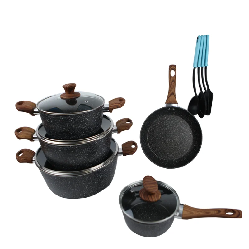 

New Style 13pcs Pressed Aluminum Ceramic Coating Removable Handle Cookware Set Nonstick Pots And Pans Set