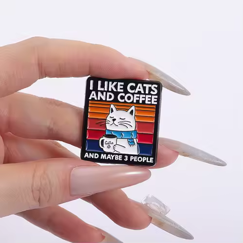 I Like Cats And Coffee And Maybe 3 People Enamel Pins Cartoon Cat Drinking Coffee Alloy Brooches Lapel Badge Funny Jewelry Gifts - Image 3
