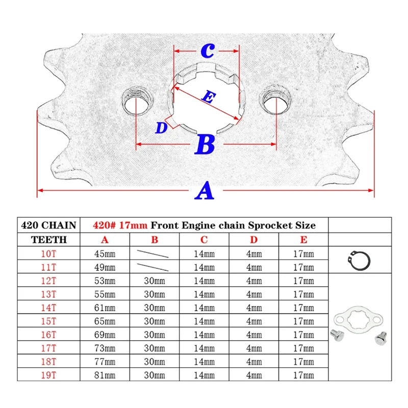 Front Engine 428# 17mm 20mm 10T-19T Sprocket For KAYO BSE SSR SDG Dirt Pit Bike ATV Quad Go Kart Moped Buggy Scooter Motorcycle