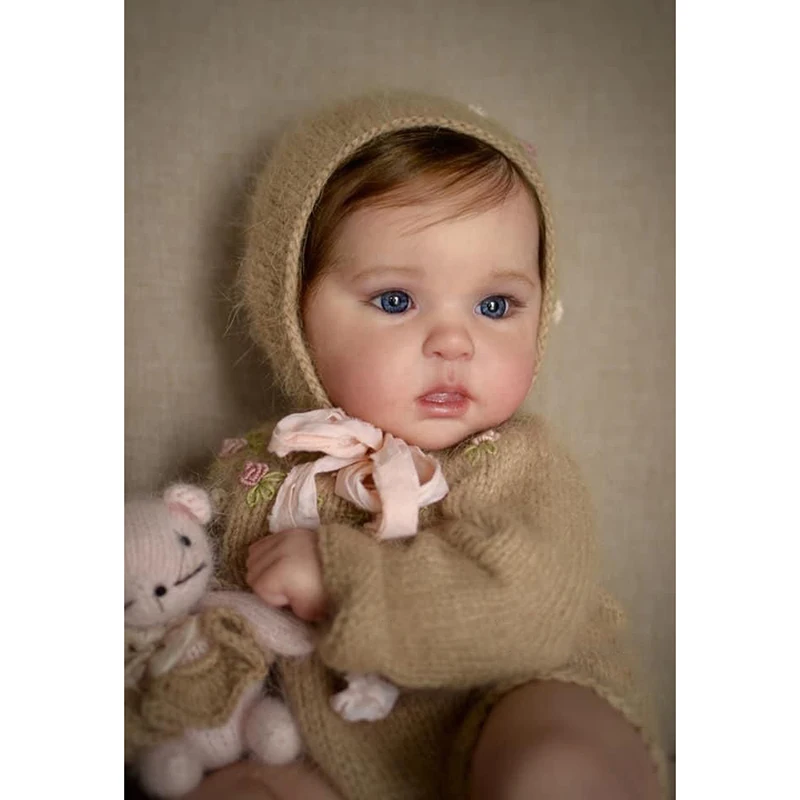 48CM Reborn Baby Size Real Picture Ward Lifelike Newborn Baby Doll Handmade 3D Skin Rooted Hair Visible Veins bebés reborns