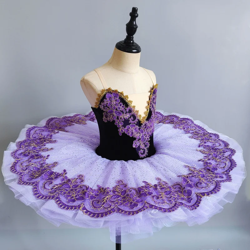 Abito da ballo per balletto professionale per bambini Gonna tutù per cigno da ragazza Viola Performance Agenzia per spettacoli di Capodanno