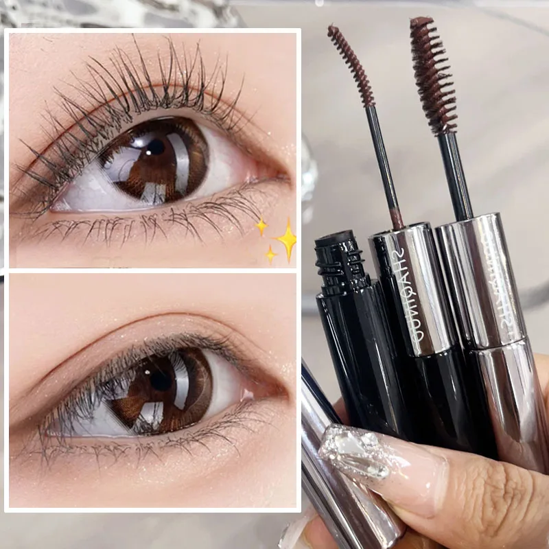 Black Brown Mascara Double Headed Waterproof Long Lasting Lengthening Curling Lashes Mascara Women Eyelash Extensions Cosmetics