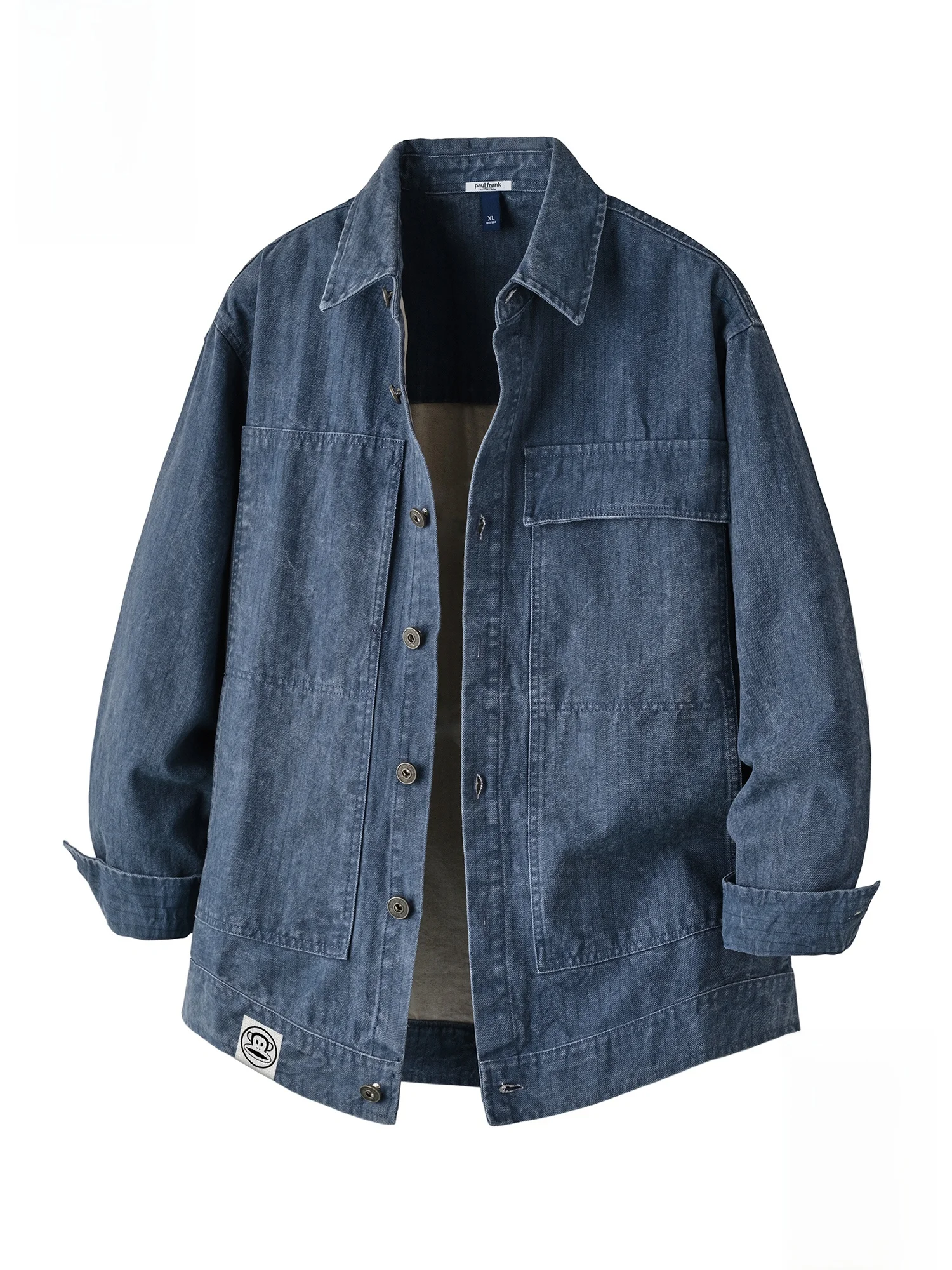 

Мужская свободная повседневная куртка Paul Frank с множеством карманов, модная рабочая одежда на весну, с отложным воротником, из прочного хлопка