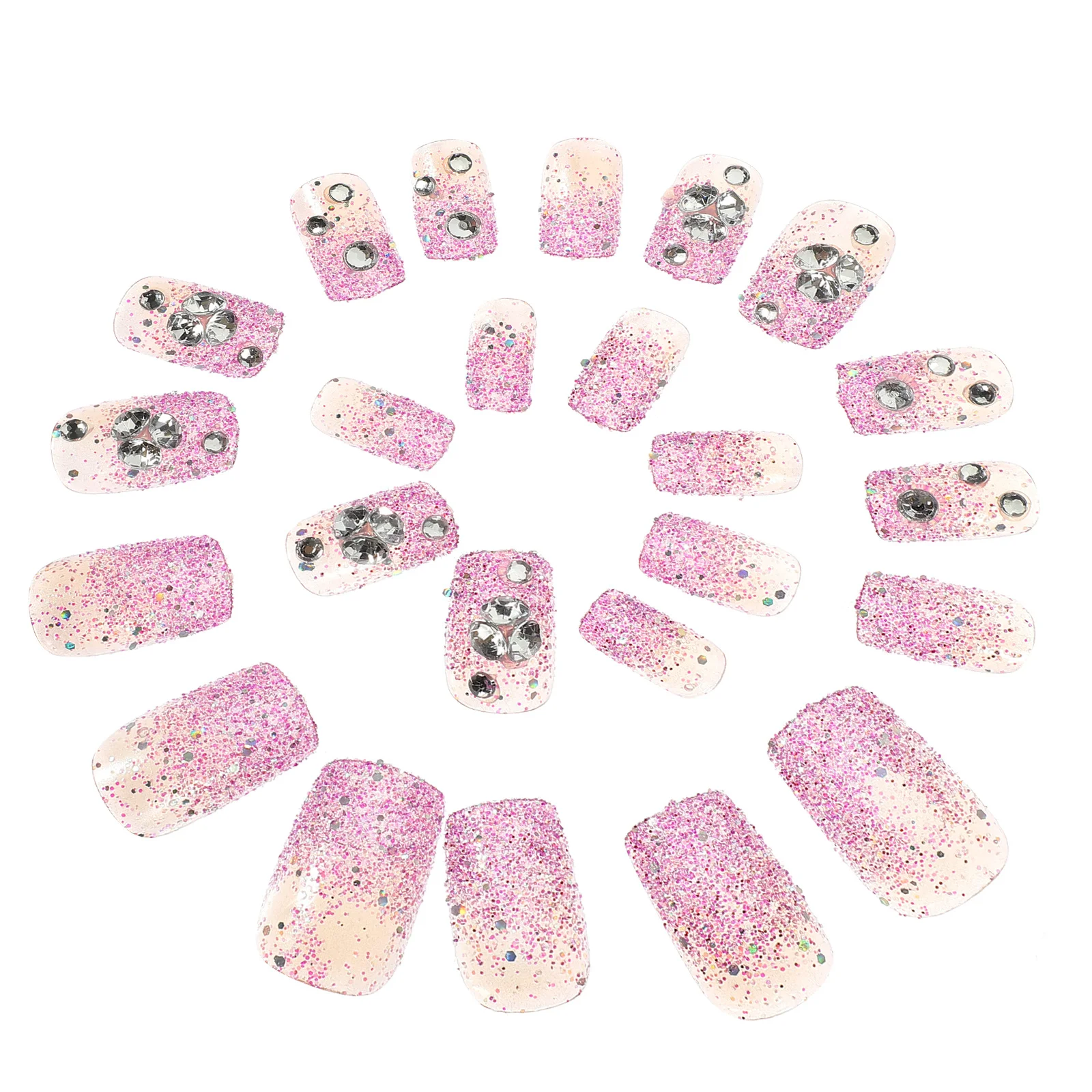 24 قطعة من الأظافر الصناعية اللامعة باللون الأرجواني والأظافر الاصطناعية الطبيعية ذات الغطاء الكامل للنساء وحفلات الزفاف والحفلات الراقصة والأظافر المزيفة