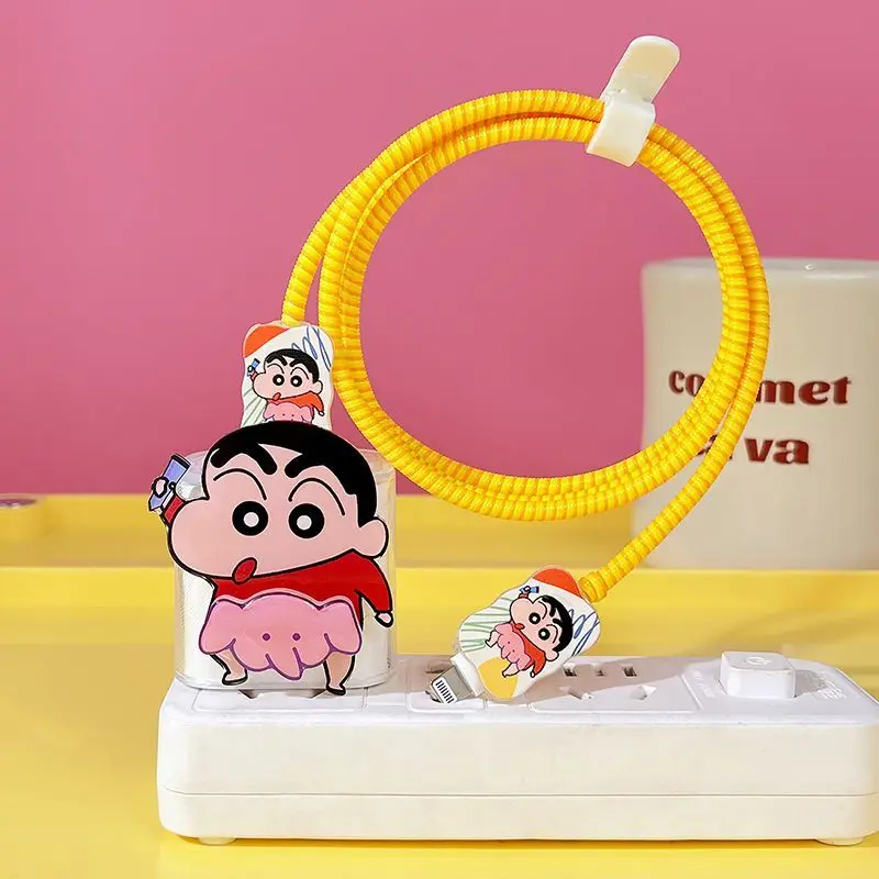 Custodia Crayon Shin-chan per Apple 18w/20w custodia per caricabatterie protezione per cavo per Iphone 15 14 13 custodia per morso della testa del