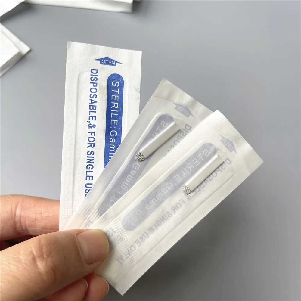 

100 шт. игл для микроблейдинга, лезвия Tebori, иглы для тату 0,25 мм, ручные лезвия для бровей, для 3D-татуажа, ручной тату-аппарат