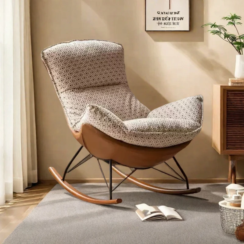 

Fabric eggshell chair rocking chair modern simple balcony single recliner living room lazy chair household casual sofa chair