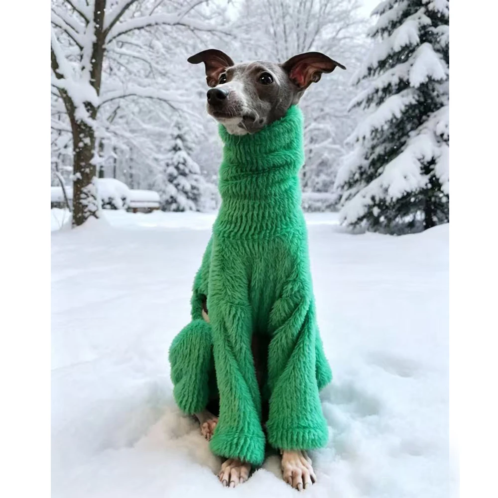 Pijama cuello alto manga larga para perros mini Galgo Whippet verde visón - imagen 3