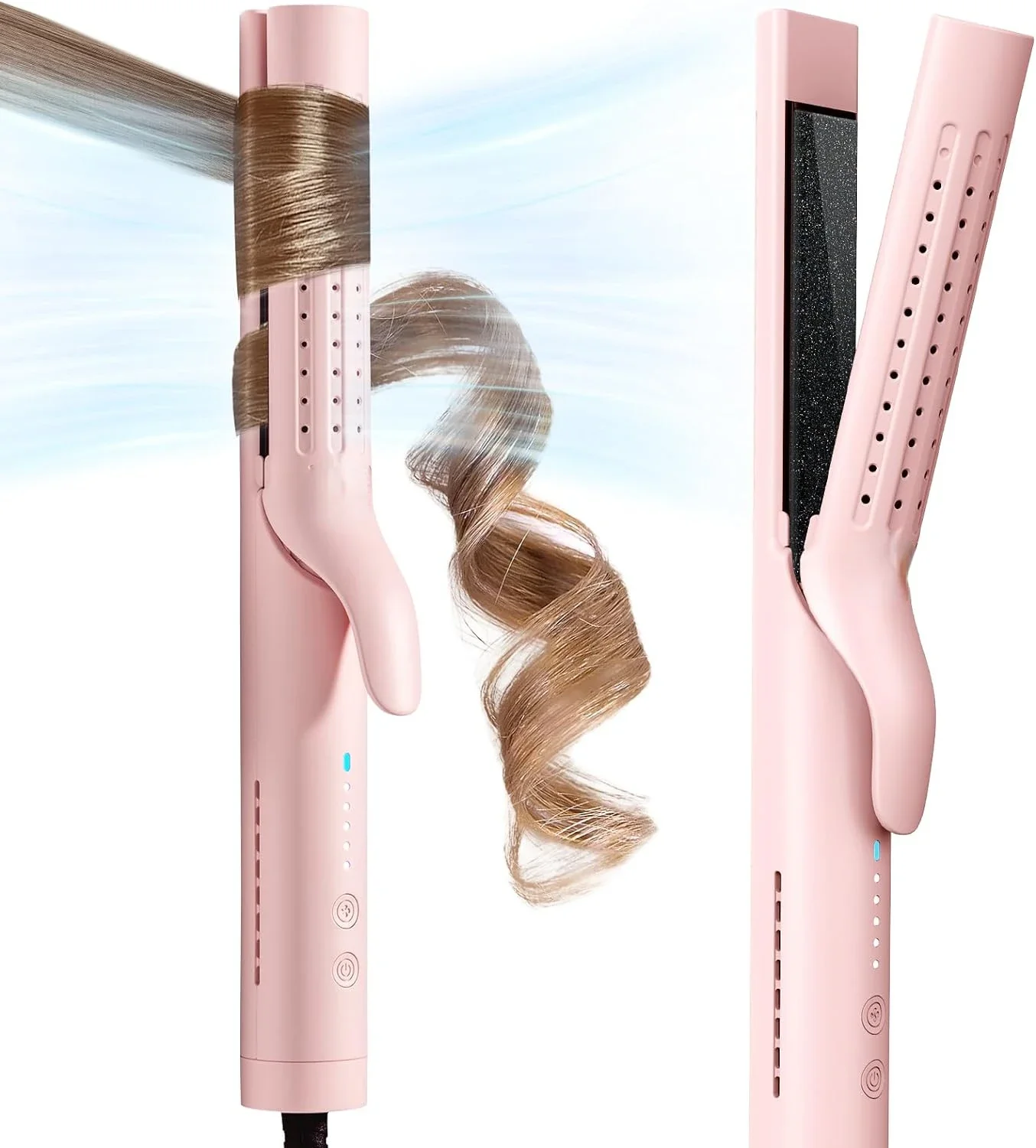 

Airflow Styler Curling Iron - Ceramic Flat Iron Hair Straightener and Curler 2 in 1, Professional Curing Wand with ° Ionic Cool