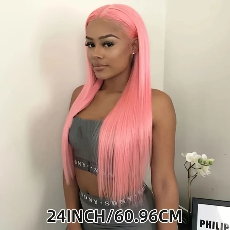 

HD Transparent Pink Straight 13x6 Lace Front Wig Human Hair 30 38Inch 13x4 Lace Frontal Wigs For Women Preplucked Brazilian Wigs