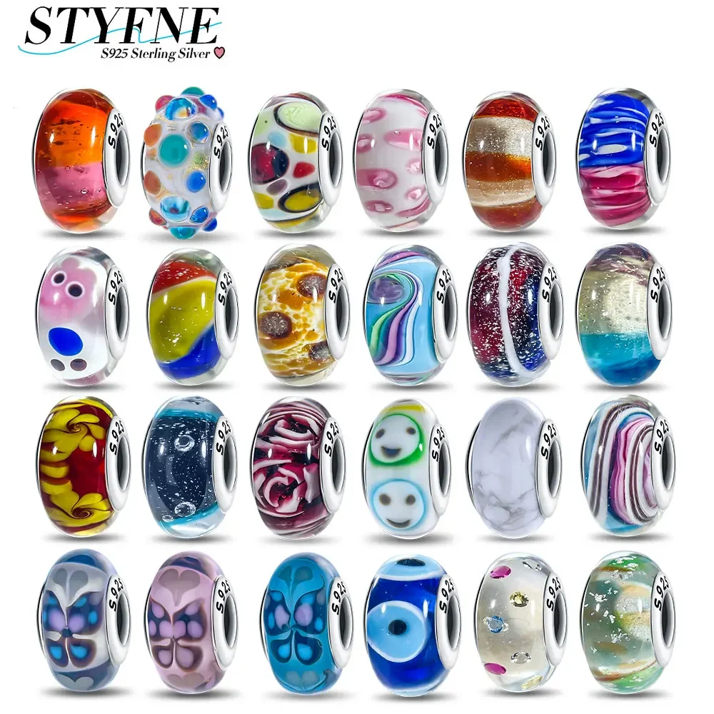 Sterling Silver 925 Original Shiny New Mini Pattern Murano Turtle Rabbit Glass Beads for Women DIY Bracelet Jewelry Making