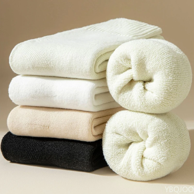 

6 пар однотонных пушистых мягких носков средней длины, модные универсальные носки, новые женские зимние теплые утолщенные носки для снега