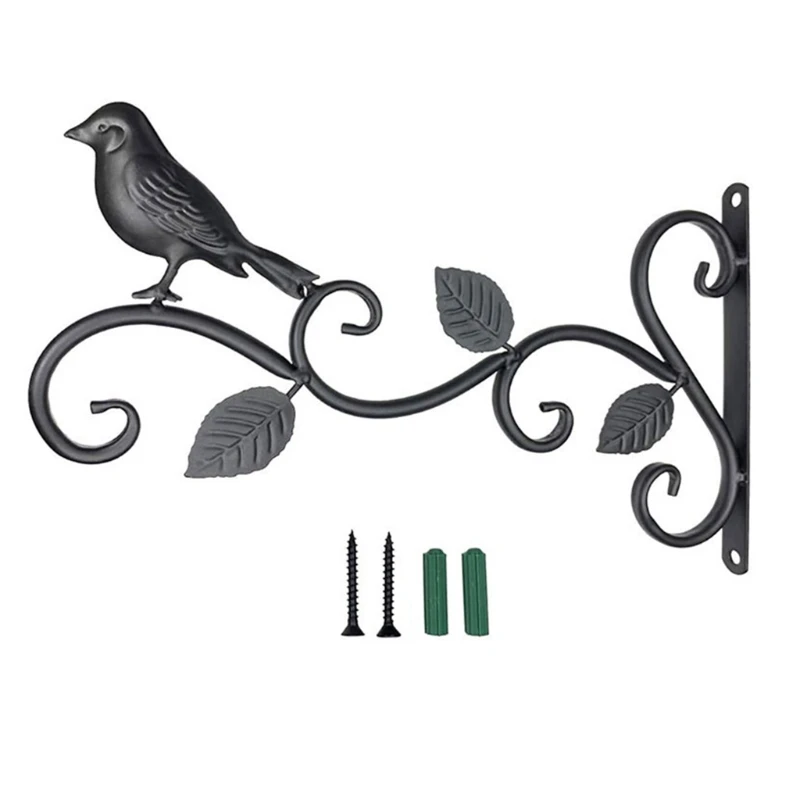 Iron Hanging Bracket Wall Hook Plant Hanger for Bird Feeder Lanterns Flower Brackets Wind Outdoor Decoration