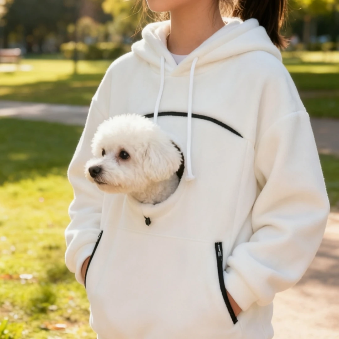 

Handmade Emerald Bouclé Pet Hoodie Carrier – Soft Dog & Cat Pullover with Pocket, Cozy Sling Alternative for Chihuahua