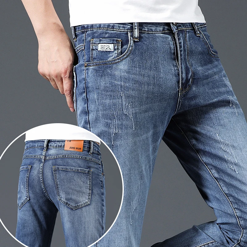 

Slim Skinny Jeans for Men's Clothing Spring Autumn New Korean Fashion Stretch Casual Skinny Little Feet Denim Trousers Male