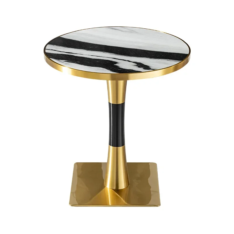 Light luxury stainless steel negotiation table and chairs, high-end coffee shop table, small round table
