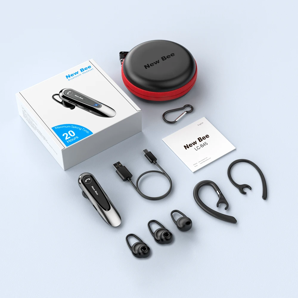 جديد Bee B45 سماعة بلوتوث V5.0 سماعة رأس لاسلكية CVC8.0 الحد من الضوضاء سماعات ميكروفون كتم يدوي لقيادة الأعمال