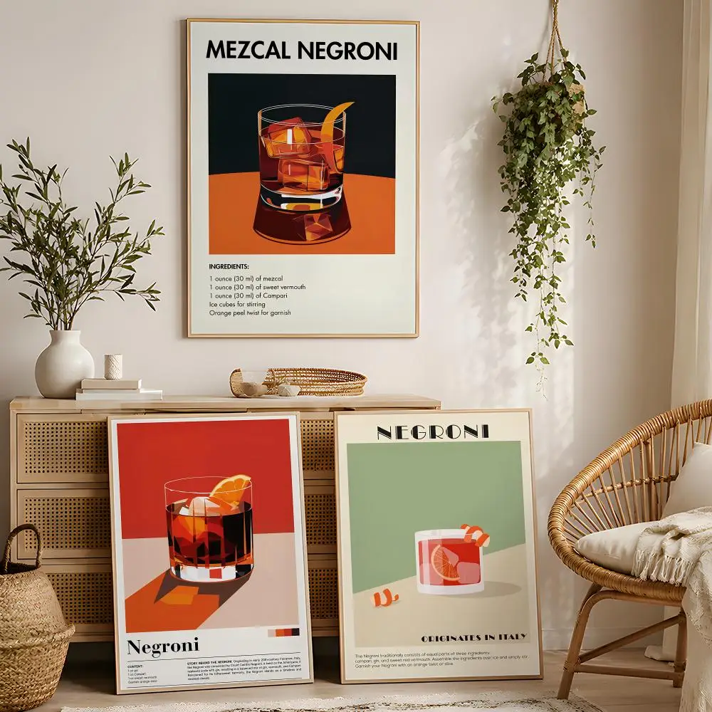 Pretty N-Negroni Beer Art Poster Stylized Art Textured Canvas Mural For Bedroom Living Room Interior Wall Decoration
